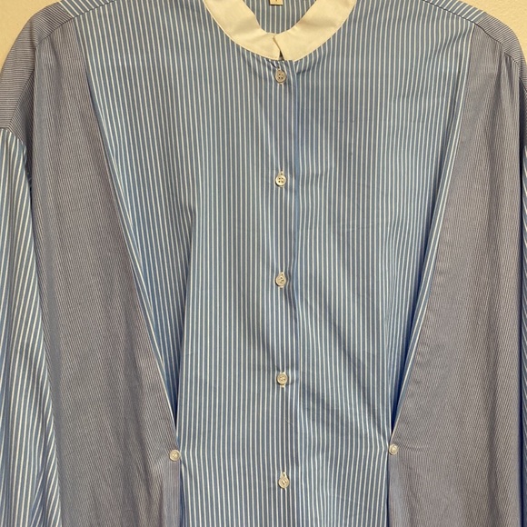Maje 1 blue pinstripe long sleeve midi dress EUC - Picture 2 of 8